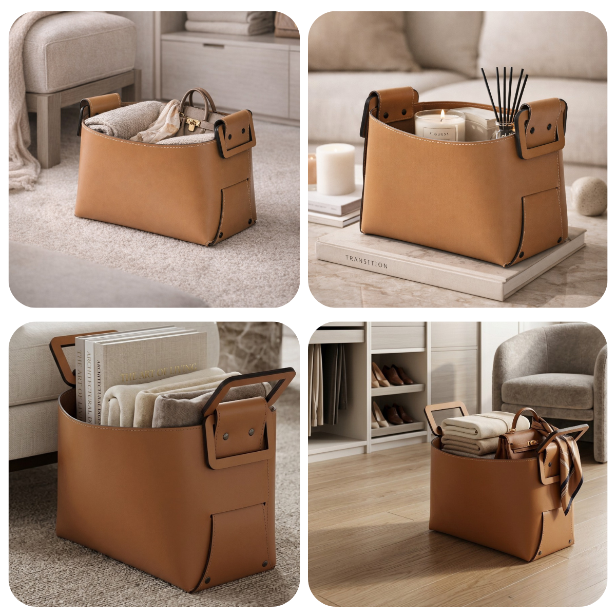 07 cesta em recouro com alca mdf caramelo 32x32x30cm i casa hzor